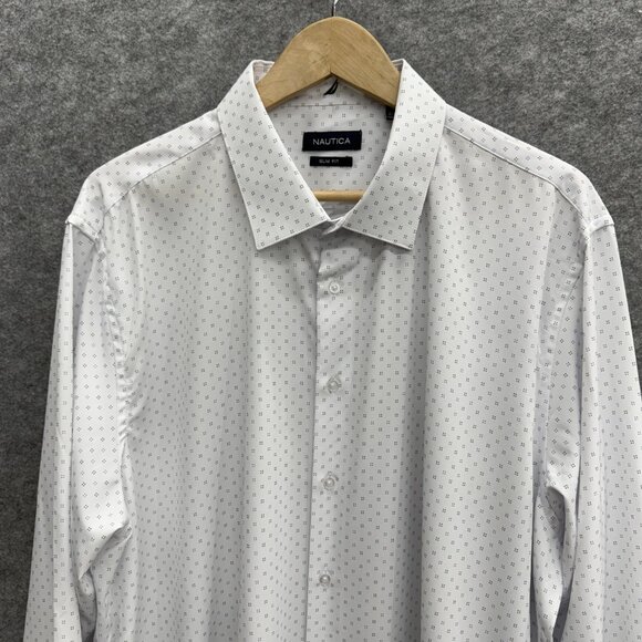Nautica Men's Performance Dress Shirt, Slim Fit, White, 18-18.5 36/37, XXL NEW - Picture 2 of 12